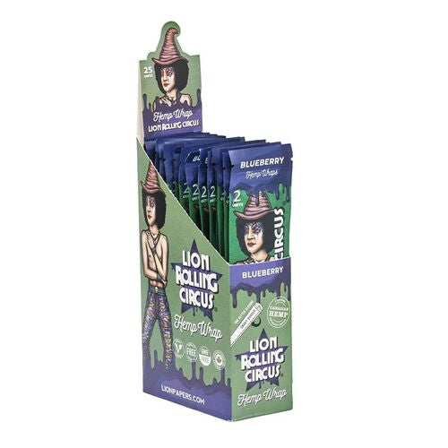 2Ud/pack LION ROLLING CIRCUS HEMP WRAP BLUEBERRY